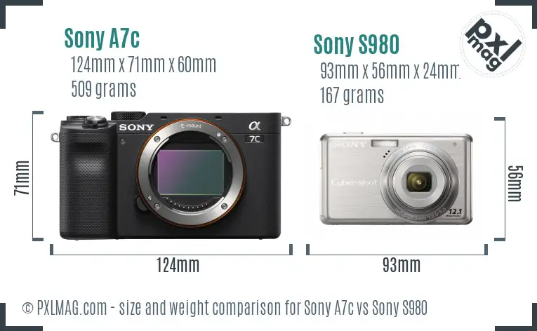 Sony A7c vs Sony S980 size comparison