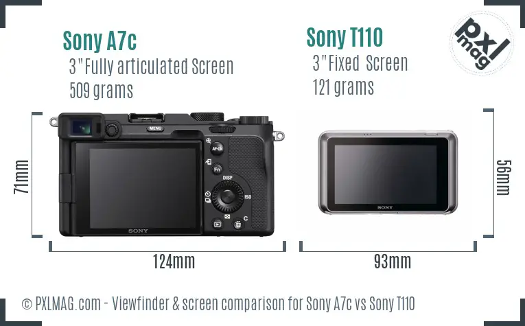 Sony A7c vs Sony T110 Screen and Viewfinder comparison