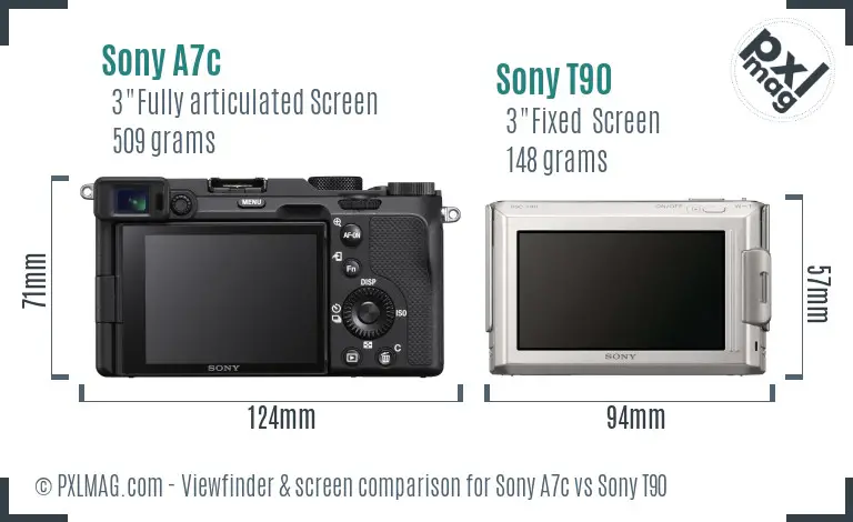 Sony A7c vs Sony T90 Screen and Viewfinder comparison