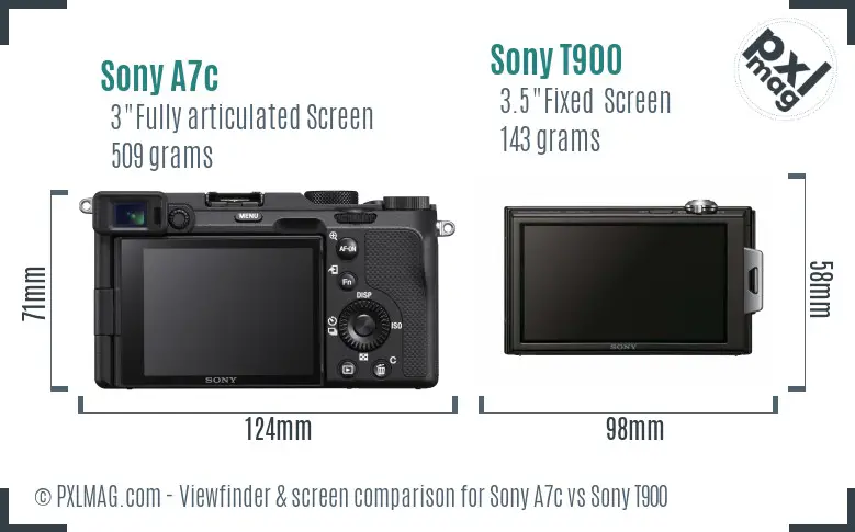 Sony A7c vs Sony T900 Screen and Viewfinder comparison