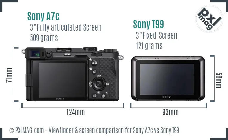 Sony A7c vs Sony T99 Screen and Viewfinder comparison