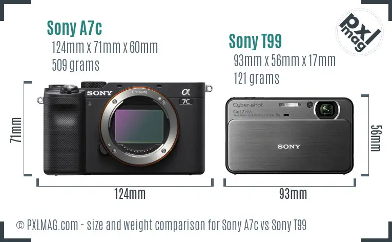 Sony A7c vs Sony T99 size comparison