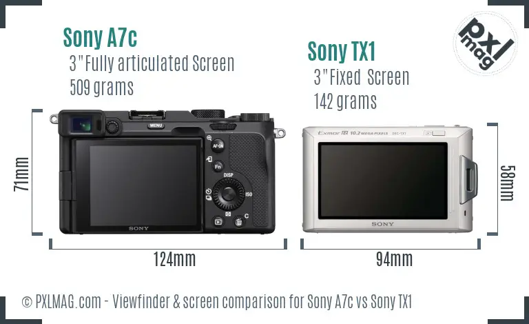 Sony A7c vs Sony TX1 Screen and Viewfinder comparison