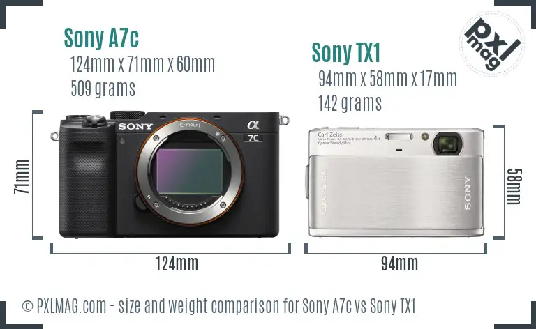 Sony A7c vs Sony TX1 size comparison