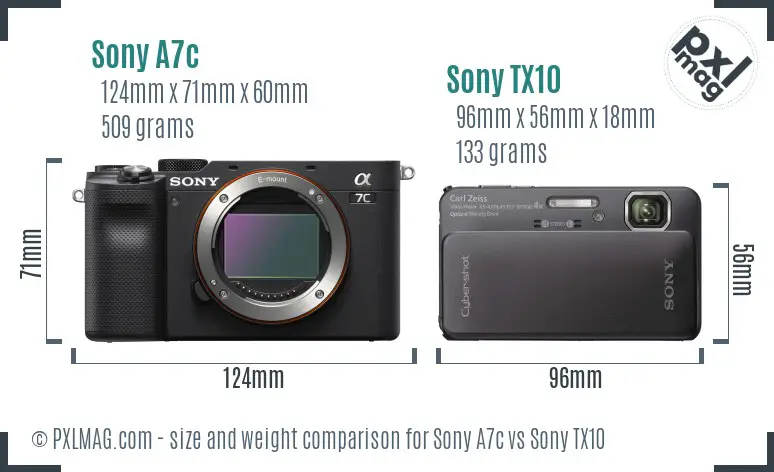 Sony A7c vs Sony TX10 size comparison