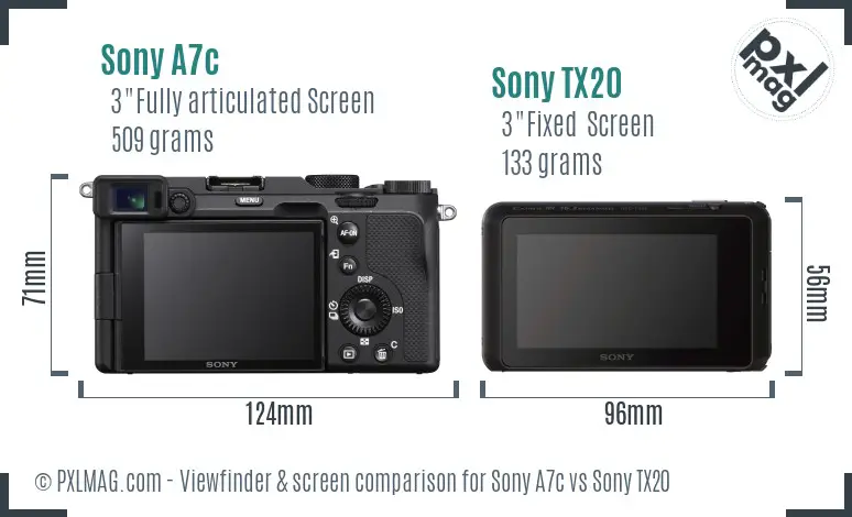 Sony A7c vs Sony TX20 Screen and Viewfinder comparison