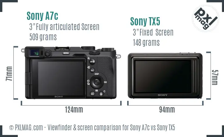 Sony A7c vs Sony TX5 Screen and Viewfinder comparison