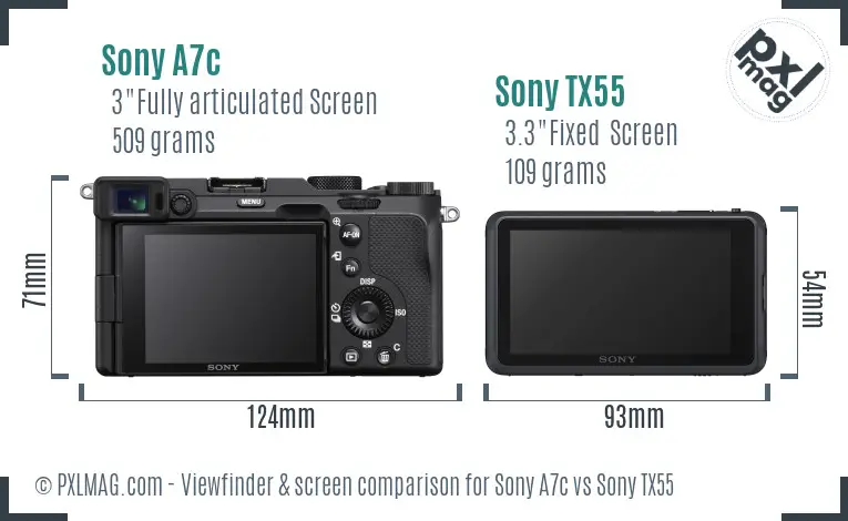 Sony A7c vs Sony TX55 Screen and Viewfinder comparison