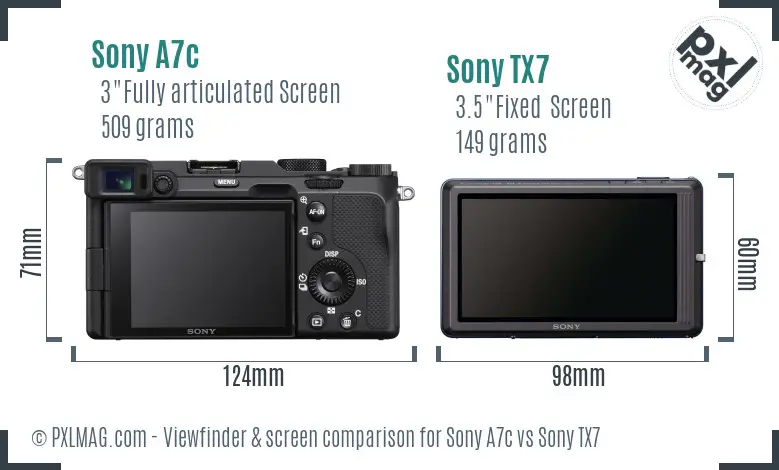 Sony A7c vs Sony TX7 Screen and Viewfinder comparison
