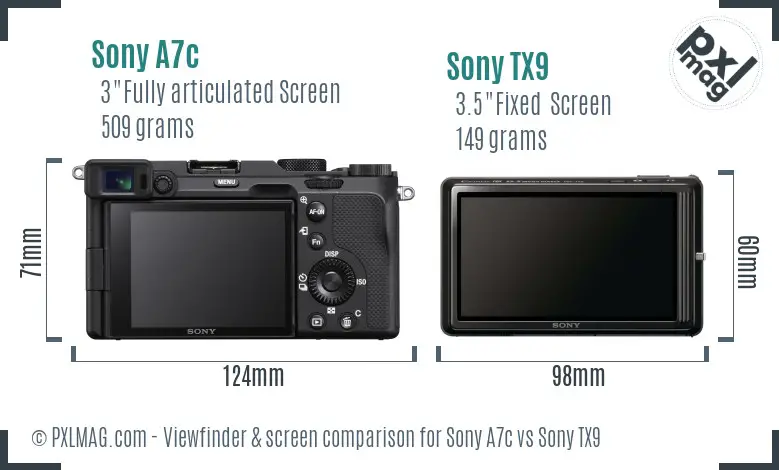 Sony A7c vs Sony TX9 Screen and Viewfinder comparison