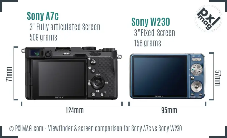 Sony A7c vs Sony W230 Screen and Viewfinder comparison