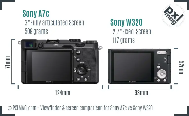 Sony A7c vs Sony W320 Screen and Viewfinder comparison