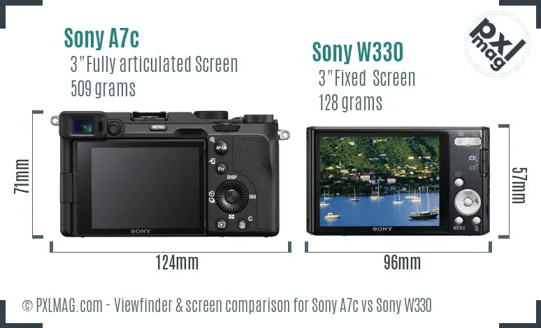 Sony A7c vs Sony W330 Screen and Viewfinder comparison