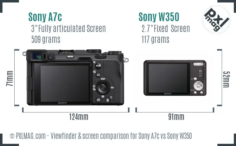 Sony A7c vs Sony W350 Screen and Viewfinder comparison