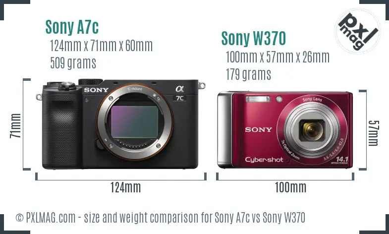 Sony A7c vs Sony W370 size comparison