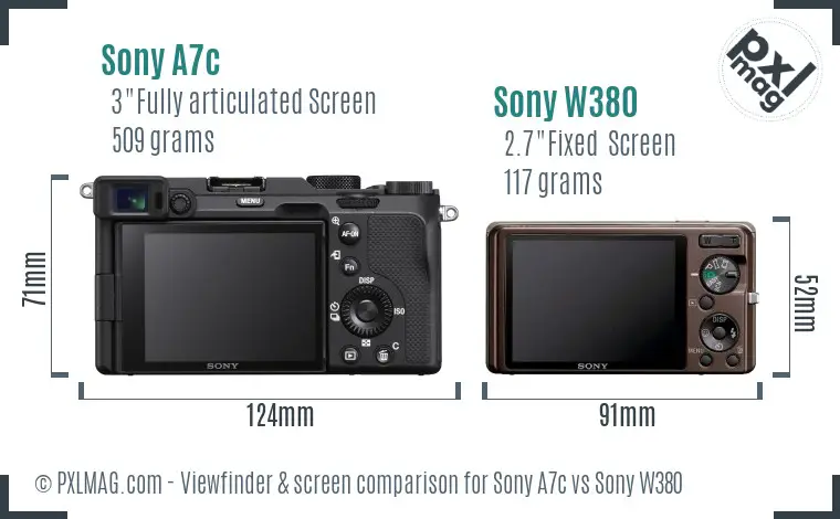 Sony A7c vs Sony W380 Screen and Viewfinder comparison