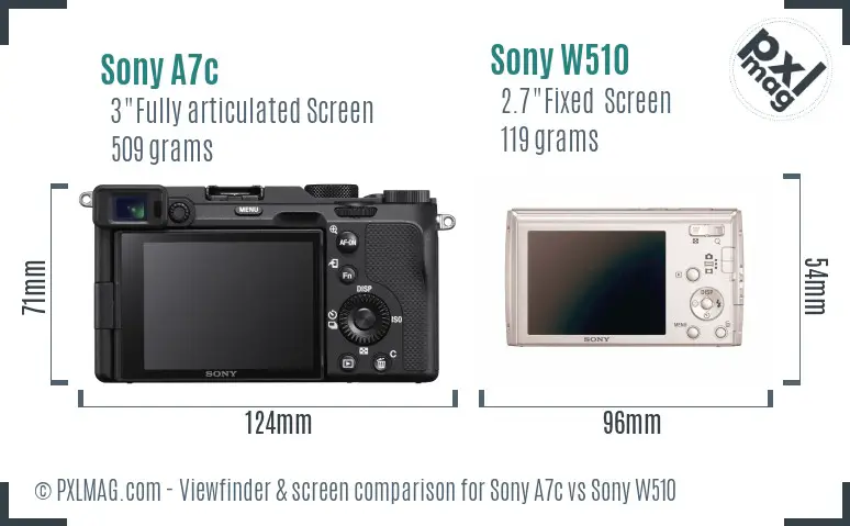 Sony A7c vs Sony W510 Screen and Viewfinder comparison
