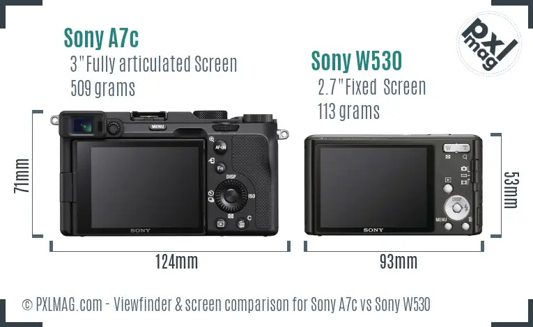 Sony A7c vs Sony W530 Screen and Viewfinder comparison