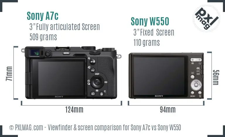 Sony A7c vs Sony W550 Screen and Viewfinder comparison