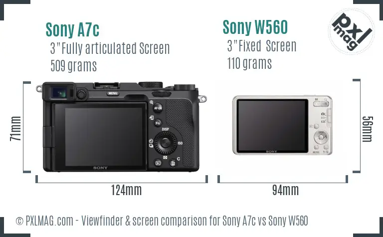 Sony A7c vs Sony W560 Screen and Viewfinder comparison