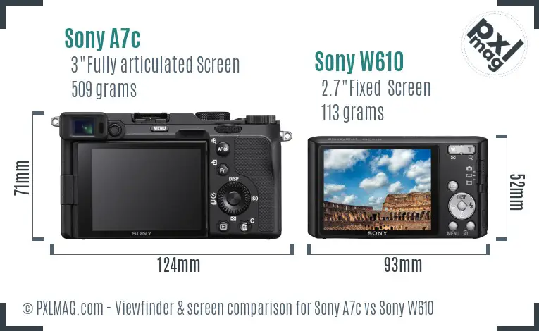 Sony A7c vs Sony W610 Screen and Viewfinder comparison
