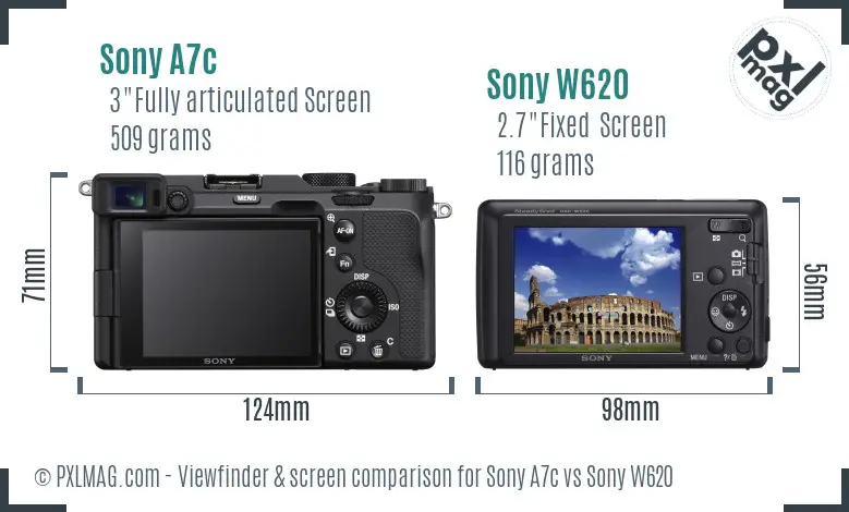 Sony A7c vs Sony W620 Screen and Viewfinder comparison