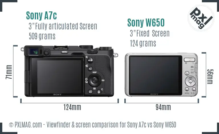 Sony A7c vs Sony W650 Screen and Viewfinder comparison