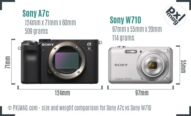 Sony A7c vs Sony W710 size comparison