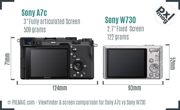 Sony A7c vs Sony W730 Screen and Viewfinder comparison