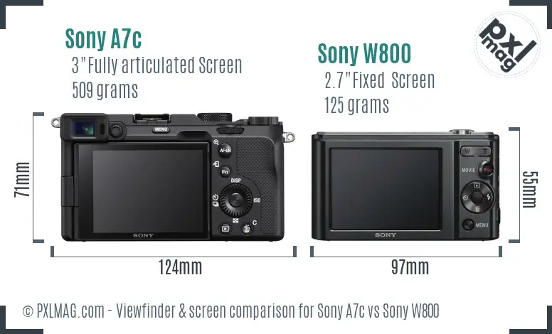 Sony A7c vs Sony W800 Screen and Viewfinder comparison