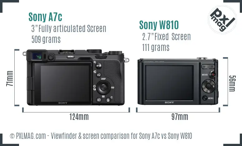 Sony A7c vs Sony W810 Screen and Viewfinder comparison