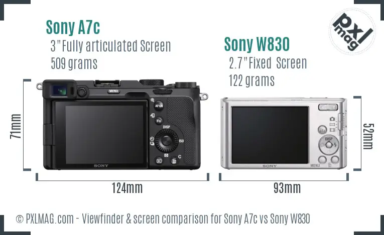 Sony A7c vs Sony W830 Screen and Viewfinder comparison