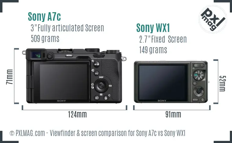 Sony A7c vs Sony WX1 Screen and Viewfinder comparison