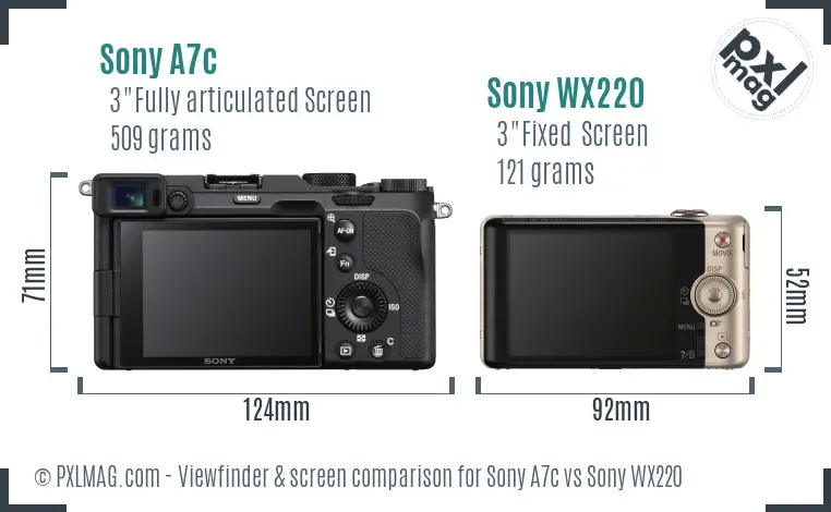 Sony A7c vs Sony WX220 Screen and Viewfinder comparison