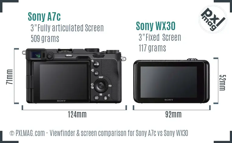 Sony A7c vs Sony WX30 Screen and Viewfinder comparison