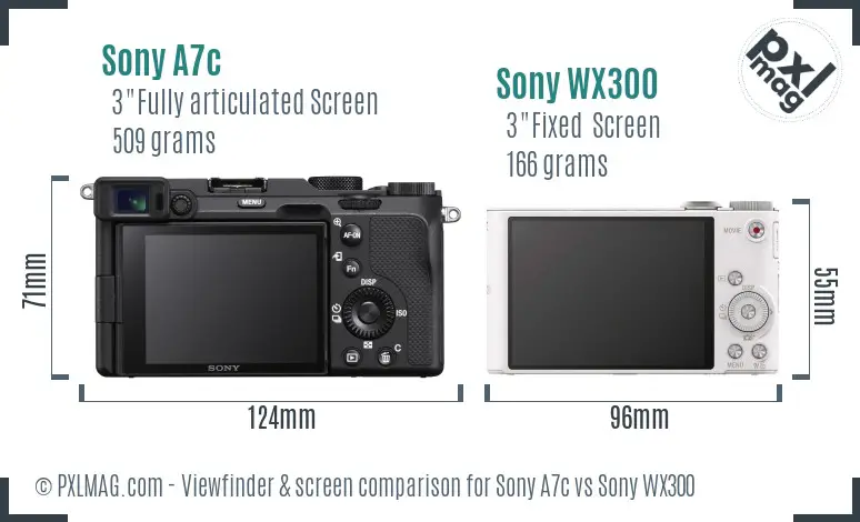 Sony A7c vs Sony WX300 Screen and Viewfinder comparison