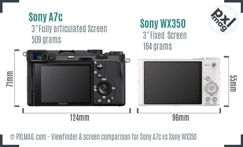 Sony A7c vs Sony WX350 Screen and Viewfinder comparison