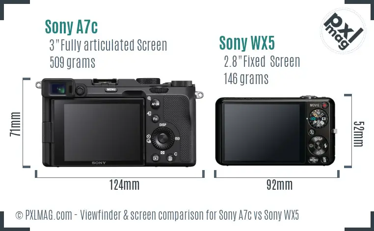 Sony A7c vs Sony WX5 Screen and Viewfinder comparison