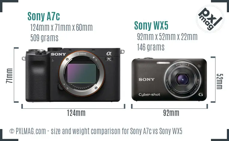 Sony A7c vs Sony WX5 size comparison