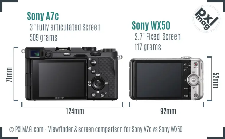Sony A7c vs Sony WX50 Screen and Viewfinder comparison