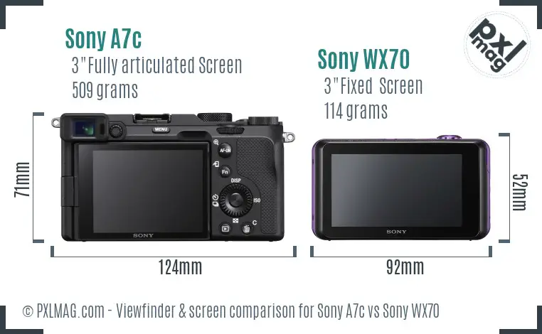 Sony A7c vs Sony WX70 Screen and Viewfinder comparison