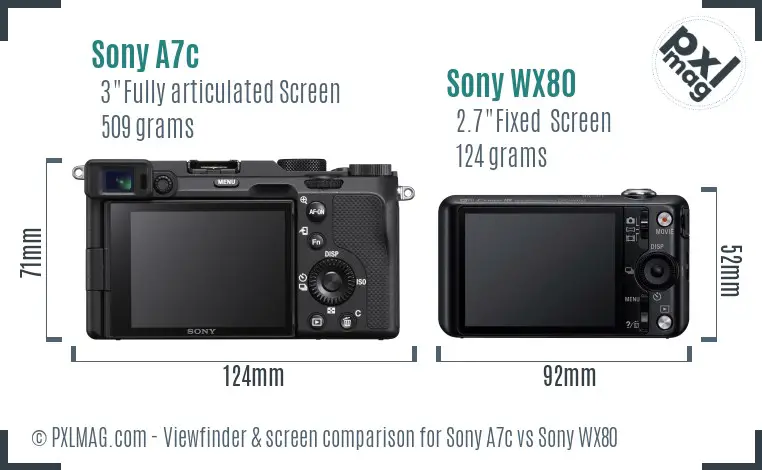 Sony A7c vs Sony WX80 Screen and Viewfinder comparison