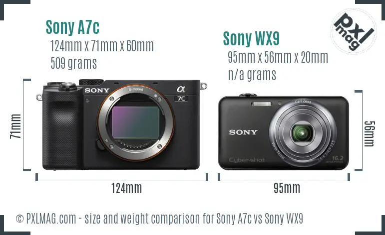 Sony A7c vs Sony WX9 size comparison