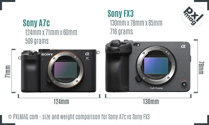 Sony A7c vs Sony FX3 size comparison Sony A7c vs Sony FX3 size comparison