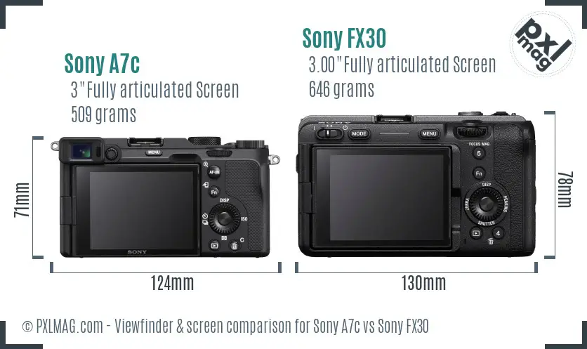Sony A7c vs Sony FX30 Screen and Viewfinder comparison