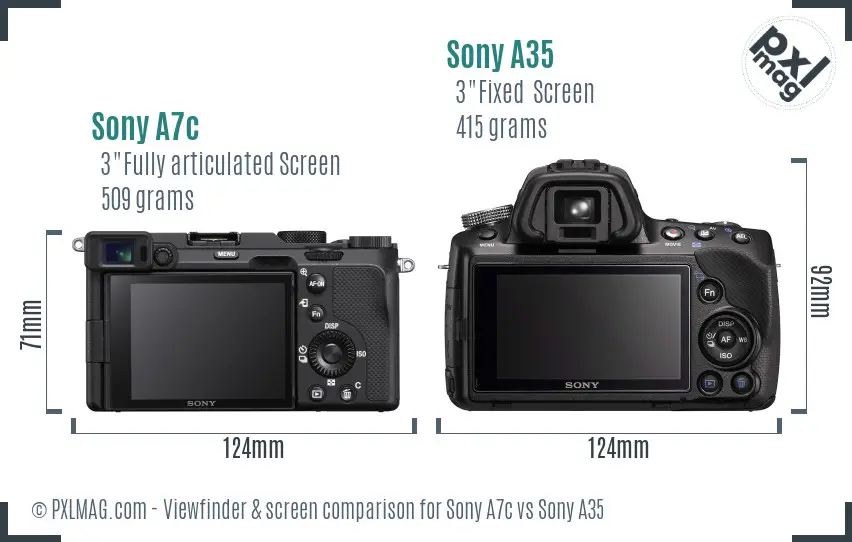 Sony A7c vs Sony A35 Screen and Viewfinder comparison
