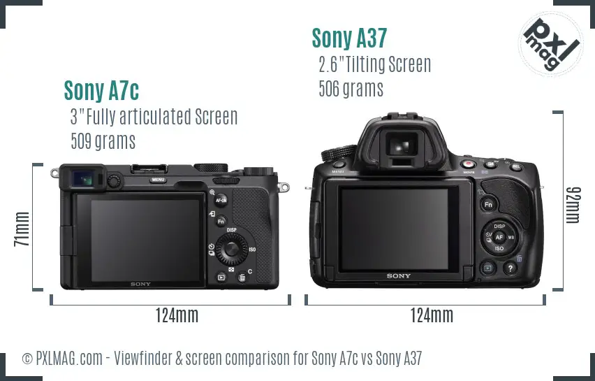 Sony A7c vs Sony A37 Screen and Viewfinder comparison