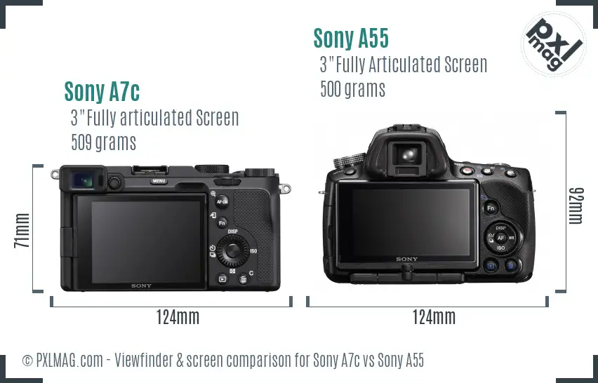 Sony A7c vs Sony A55 Screen and Viewfinder comparison