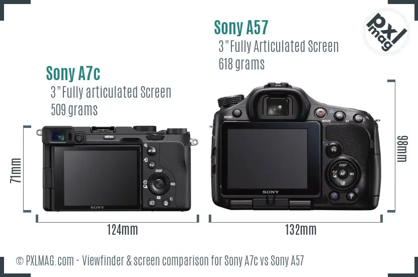 Sony A7c vs Sony A57 Screen and Viewfinder comparison