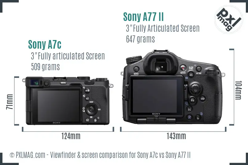 Sony A7c vs Sony A77 II Screen and Viewfinder comparison
